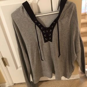 Grey lace up sweatshirt hoodie